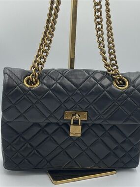 Kurt Geiger Black Quilted Leather Chain Shoulder Bag COA. Some wear on corners.